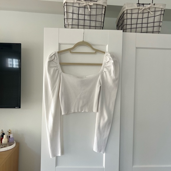 Forever 21 White Square Neck Long Sleeve Top - Picture 4 of 4